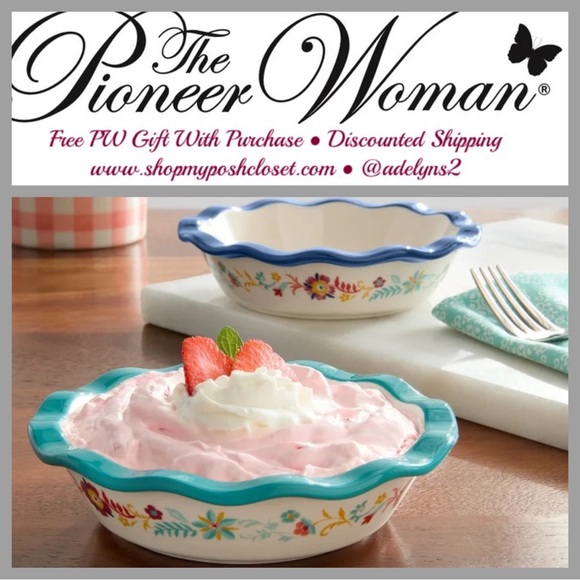 2024 🌺 New Pioneer Woman Keepsake Floral 4.75" Ceramic Mini Pie Pans, Set of 2 - Picture 6 of 8